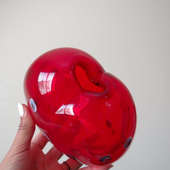 VTG Italian Murano Art Glass Vase Collectible Red Millefiori Studio Blown MCM - Picture 4 of 7